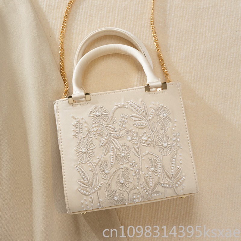 Embroidered Pearl Handbag Vint - Structured Handbag Top Handle review and price