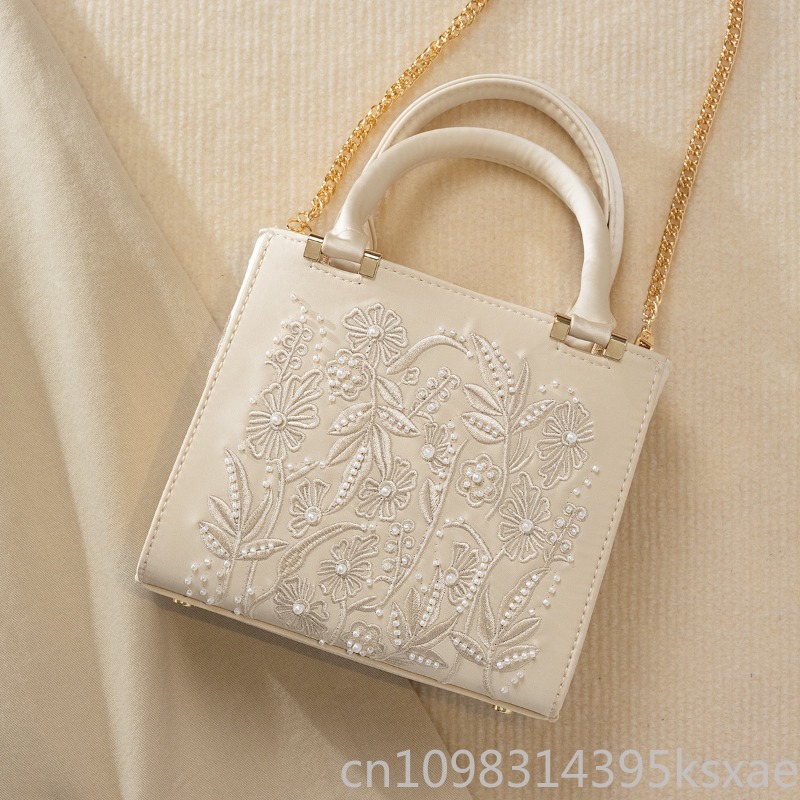 Embroidered Pearl Handbag Vint - Structured Handbag Top Handle review and price