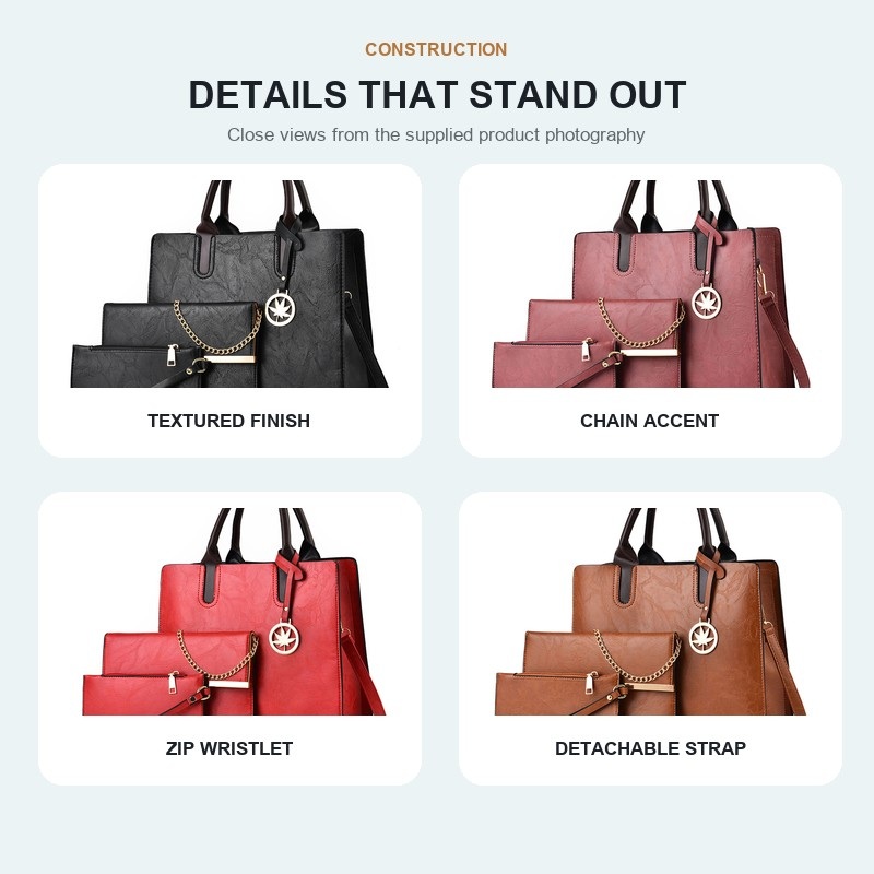 Women's 3 Piece Handbag Set La - Structured Handbag Top Handle review and price