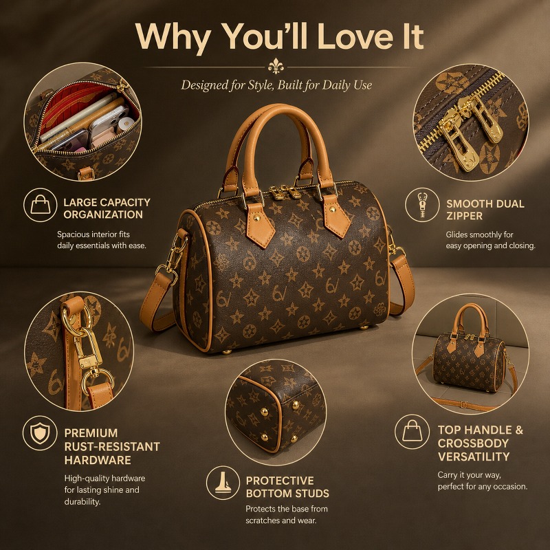 Retro Printed Boston Barrel Ba - Structured Handbag Top Handle review and price